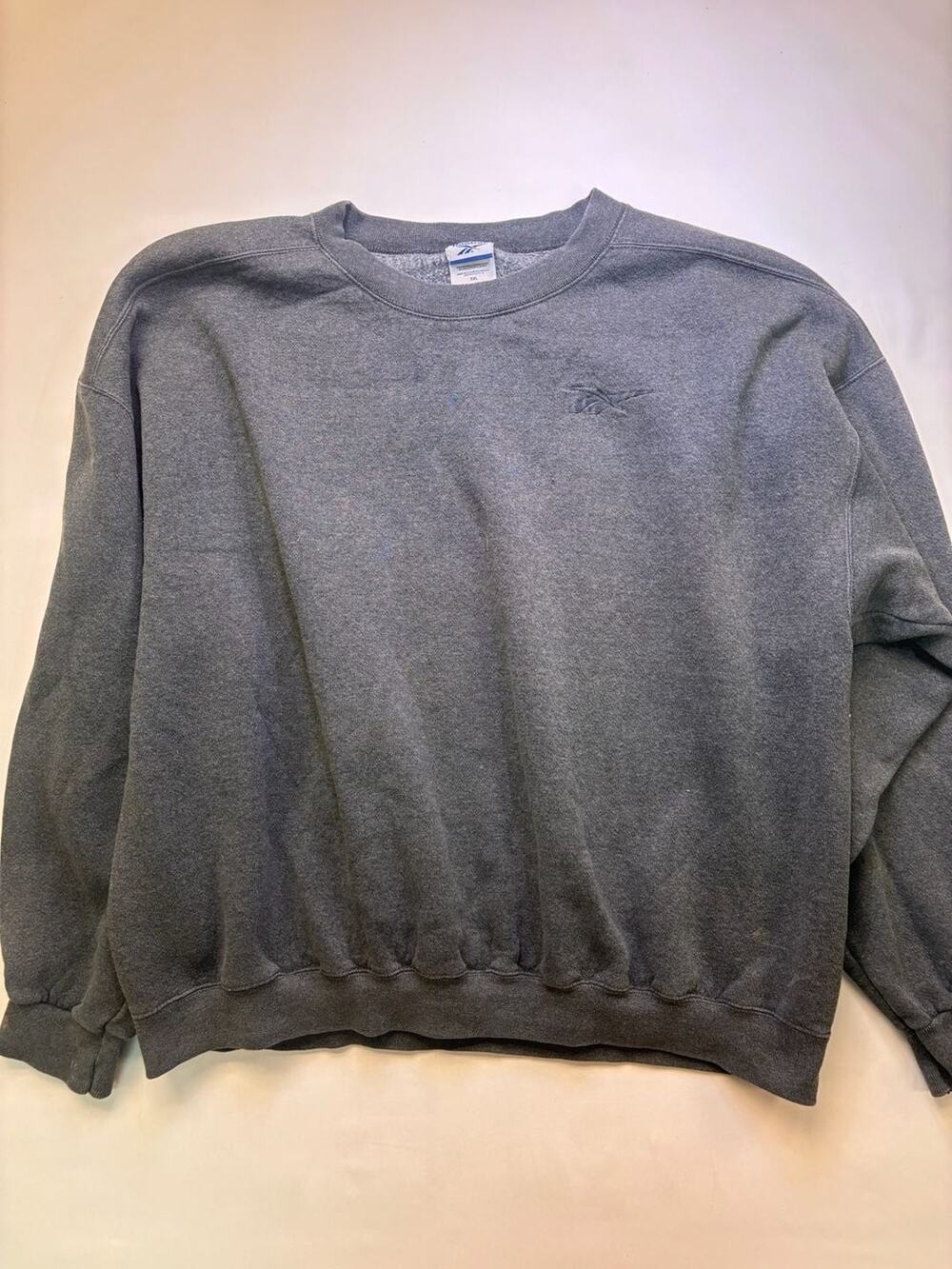 Vintage Reebok Crewneck Sweatshirt Gray Embroidered Logo USA Made XXL